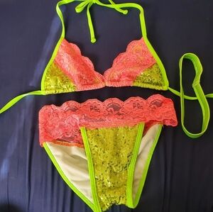 Sequin bikini and garter